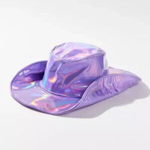 Urban Outfitters FESTIVAL Unicorn Mermaid Iridescent Holo COWBOY HAT NWOT